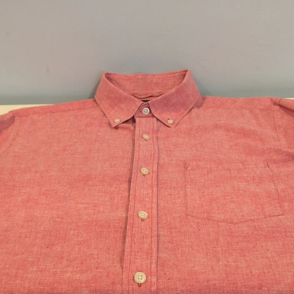 Banana Republic Men's L Regular Fit Linen- Cotton Button Down Long Sleeve Shirt
